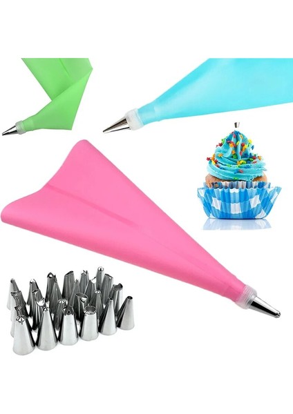 26 Adet Pembe Stil Adet Meme Silikon Pasta Torbası Yeniden Kullanılabilir Ipuçları Mutfak Dıy Buzlanma G Krem Pasta Çanta Seti Kek Dekorasyon Mutfak Aracı (Yurt Dışından) indirimleri