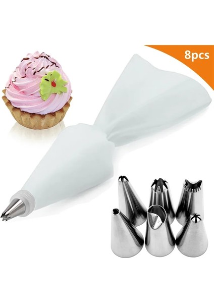 Yeşil Stil 8pcsbag Silikon Buzlanma G Krem Pasta Torbası + 6 Paslanmaz Çelik Kek Memesi Dıy Kek Dekorasyon Ipuçları Fondan Pasta Araçları (Yurt Dışından) modelleri