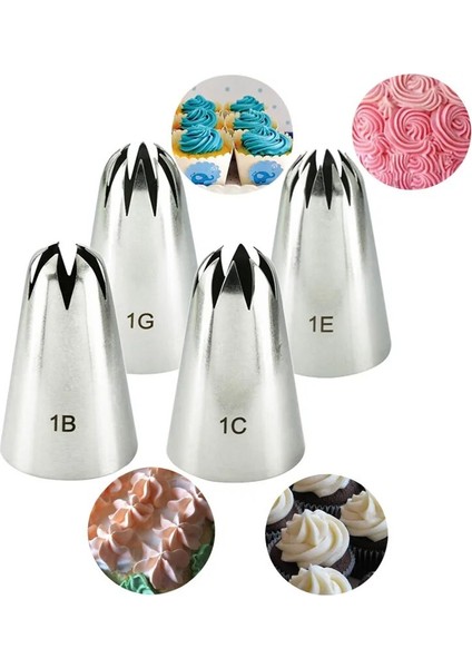 1g Tarzı 4 Adet Büyük Buzlanma G Nozulları Dekorasyon Kek Pişirme Kurabiye Cupcake G Nozul Paslanmaz Çelik Pasta Ipuçları #1b#1c#1e#1g (Yurt Dışından) fırsatları