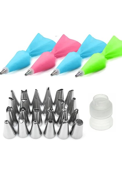 Açık Sarı Stil Silikon Pasta Torbası Ipuçları Mutfak Dıy Kek Buzlanma G Kremalı Kek Dekorasyon Araçları Yeniden Kullanılabilir Pasta Torbaları + 24 Nozul Seti (Yurt Dışından) fiyatları