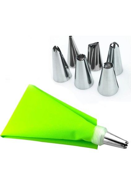 Yeşil Stil 8 Parça Kremalı Pasta Torbası Dıy Pasta Süsleme Pasta Nozulları Pasta Süsleme Aksesuarları Pasta Şırınga Kol Pasta Kremalı Tabanca (Yurt Dışından)
