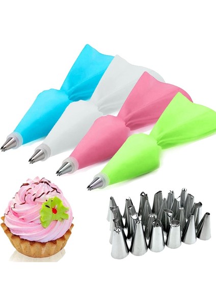 8 Adet-Yeşil Stil Et Silikon Pasta Torbası Ipuçları Mutfak Kek Buzlanma G Kremalı Kek Dekorasyon Araçları Yeniden Kullanılabilir Pasta Poşetleri+24 Nozul Seti (Yurt Dışından) fiyatları