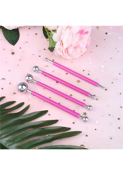 4 Adet Diy Paslanmaz Çelik Pişirme Kalemi Fondan Kek Dekorasyon Araçları Çerez Kesiciler Çiçek Sugarcraft Metal Top Modelleme Seti (Yurt Dışından)