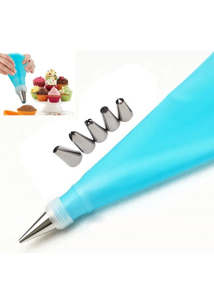 Mavi Tpu-Sert Kart Stili Et Silikon Tatlı Dekoratörleri Buzlanma G Kremalı Pasta Torbası Paslanmaz Çelik Nozul Pasta Ipuçları Dönüştürücü Dıy Pasta Süslemeleri (Yurt Dışından) fırsatları