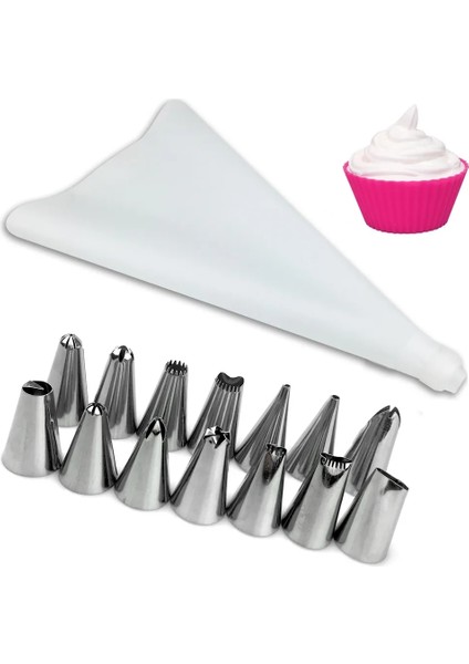 Mavi Stil Yeni Silikon Buzlanma G Krem Pasta Torbası + Paslanmaz Çelik Meme Ipuçları Dıy Kek Dekorasyon Kek Araçları Mutfak Aksesuarları (Yurt Dışından) fiyatları