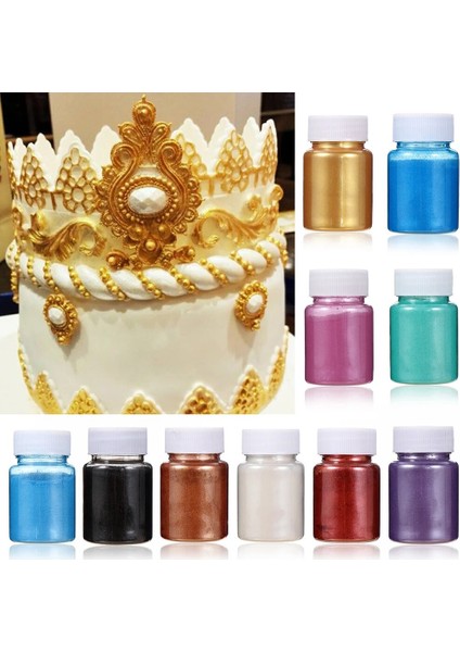 Kalem-Mavi Tarzı Yeni Yenilebilir Pigment Altın Tozu Gümüş Inci Tozu Gıda Boyası Toz Mousse Kek Çikolata Fondan Boyama Kalemi Pişirme Dekorasyonu (Yurt Dışından)