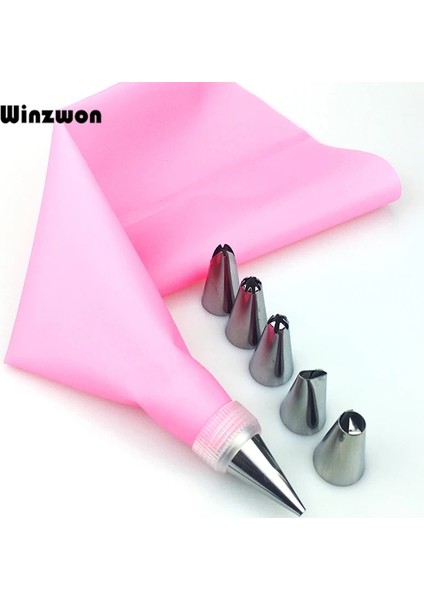 Pembe Tarzı Et Silikon Mutfak Aksesuarları Buzlanma G Krem Pasta Torbası 6 Paslanmaz Çelik Nozullu Dıy Kek Dekorasyon Ipuçları Seti (Yurt Dışından) fiyatları
