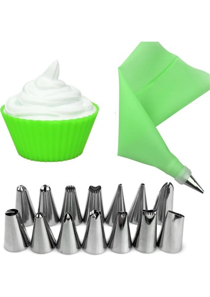 Mavi Stil Yeni Silikon Buzlanma G Krem Pasta Torbası + Paslanmaz Çelik Meme Ipuçları Dıy Kek Dekorasyon Kek Araçları Mutfak Aksesuarları (Yurt Dışından) fırsatları