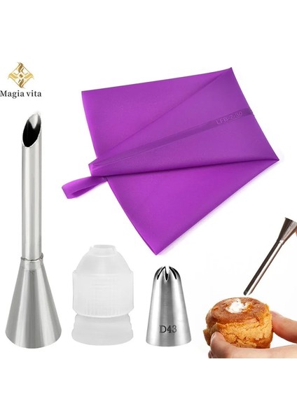 Set6 Stili Dıy Yeniden Kullanılabilir Puf Kek Ucu Silikon Pasta Torbası Krem Tereyağı Paslanmaz Çelik Meme Dekor Pişirme G Çanta Mutfak Aletleri (Yurt Dışından) fiyatları