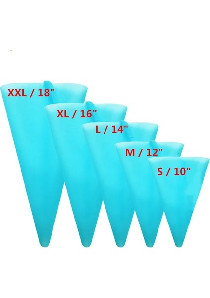 Xxl Stili 5 Boyut Yeniden Kullanılabilir Silikon Pasta Torbası Buzlanma G Çanta Paslanmaz Nozullar ile Krem Kek Fırında Süslemeleri Mutfak Pişirme Dıy Araçları (Yurt Dışından)