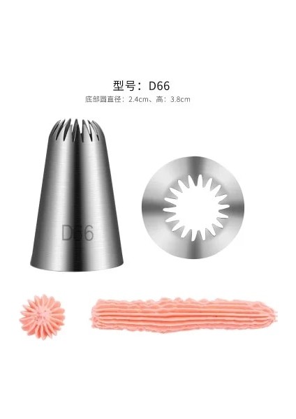 D66 Stili Yüksek Li Paslanmaz Çelik Meme Ipuçları Dıy Kek Dekorasyon Araçları Buzlanma G Krem Pasta Torbası Meme Mutfak Fırın Araçları (Yurt Dışından)