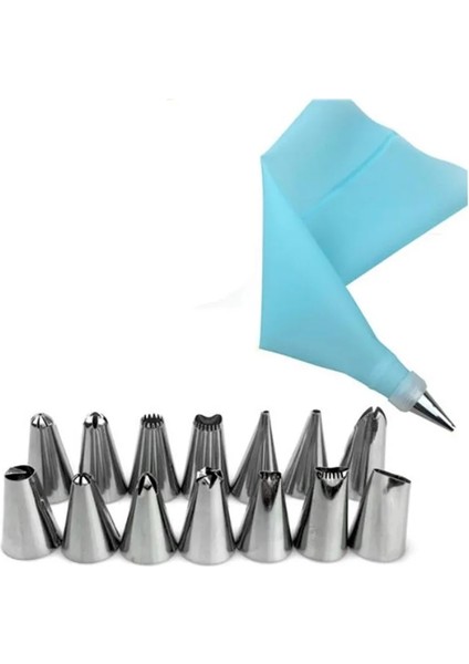 Gök Mavisi Tarzı Et Dıy Mutfak Pişirme Kek Dekorasyon Aracı Silikon Buzlanma G Krem Pasta Torbası Paslanmaz Çelik Meme Dönüştürücü Araçları (Yurt Dışından)