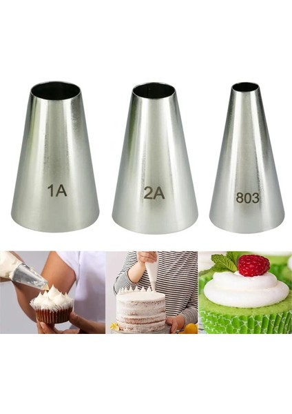 2A Stili #1A #2A #3A Büyük Boy Yuvarlak Metal Kek Krema Dekorasyon Ttainless Çelik G Buzlanma Memesi Pasta Aleti Pişirme Tüpleri (Yurt Dışından) fiyatları
