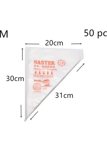 M 50 Adet Tarzı Tek Kullanımlık G Torba Buzlanma Fondan Kek Kreması Dekorasyon Pasta Ucu Aracı Kek Paketi Pasta Torbası Tatlı Dekoratörü (Yurt Dışından)
