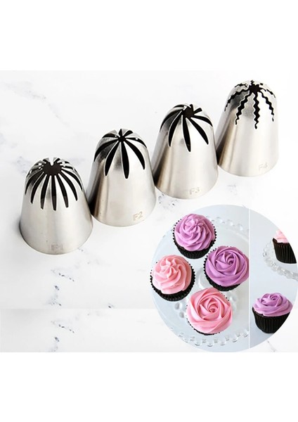 F4 Stili Adet Büyük Krem Nozullar Kek Dekorasyon Araçları Paslanmaz Çelik Kek Pasta Bakeware Mutfak Aletleri ve Aksesuarları (Yurt Dışından) modelleri