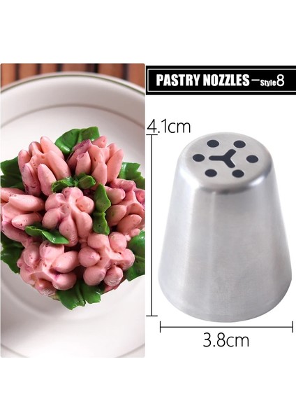 Stil 8 Stil Rus Buzlanma G Ağız Pasta Nozulları Şekerleme Ekipmanları Bütünleşik Olarak Oluşturulmuş Gül Buketi Kek G Torba Başı Sıkma (Yurt Dışından)