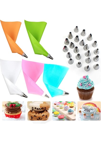 Turuncu Tarzı 26 Parçalı Pasta Torbası ve Meme Seti Yeniden Kullanılabilir Buzlanma Borusu Krem Pasta Memesi Dıy Mutfak Pişirme Kek Dekorasyon Aracı (Yurt Dışından) modelleri
