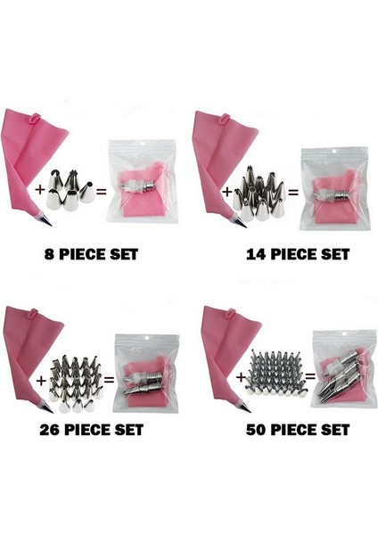 Pembe-26 Adet Tarzı Adet Yeniden Kullanılabilir Buzlanma G Nozulları Seti Pasta Torbası Kek Dekorasyon Araçları Çiçek Kremi Ipuçları Dönüştürücü Pişirme Aksesuarları (Yurt Dışından) modelleri