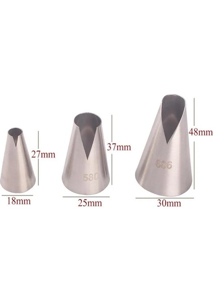 3 Adet Tarzı 580S#580#686 Cake Nozzles Cream Decoration Cake Head Steel Icing G Nozzle Pastry Tools Fondant Flower Baking Tet (Yurt Dışından)