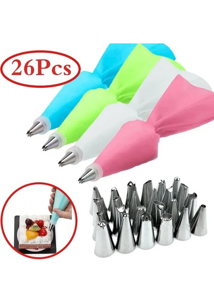 8 Adet Beyaz Stil Et Silikon Pasta Torbası Ipuçları Mutfak Dıy Kek Buzlanma G Kremalı Kek Dekorasyon Araçları Yeniden Kullanılabilir Pasta Torbaları + 24 Nozul (Yurt Dışından) fiyatları