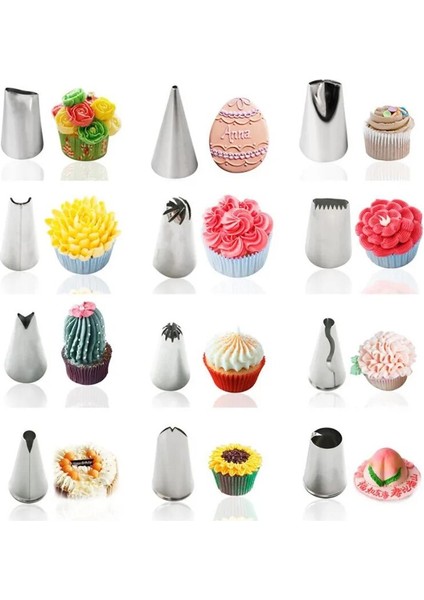No.14 Tarzı 30 Stil Kek Nozulu Paslanmaz Çelik Buzlanma G Nozulları Krem Gaga Pasta Puf Krema Enjektör Kek Dekorasyon Aracı Lale Gülü (Yurt Dışından) modelleri