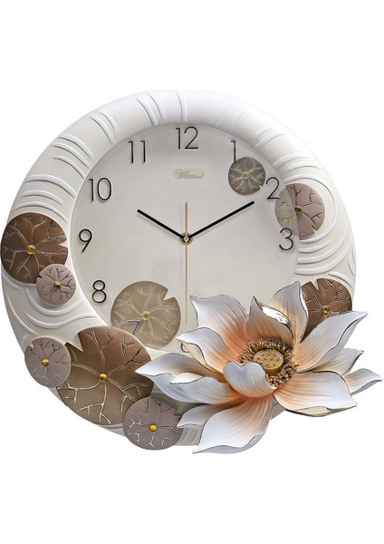 1002 W Kabartma Çiçek Desenli Duvar Saati