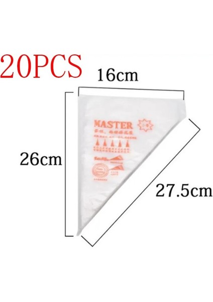 20 Adet Tarzı Gıda Sınıfı Plastik Tek Kullanımlık G Torba Buzlanma Memesi Fondan Kek Dekorasyon Pasta Kek Ipuçları Araçları (Yurt Dışından)