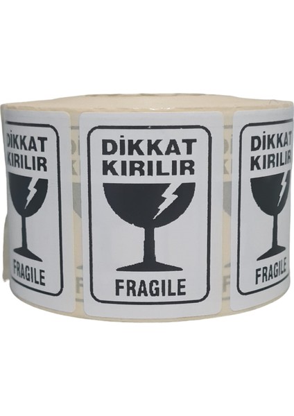 Dikkat Kırılır Etiketi 4cm X 6cm 1000 Adet