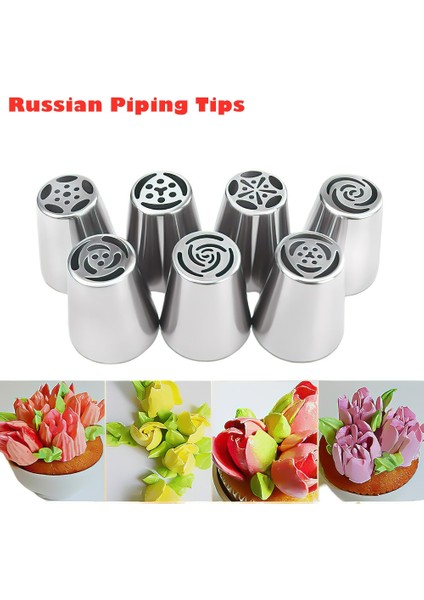 No.7 Tarzı 1 Adet Rus Lale Buzlanma G Nozullar Paslanmaz Çelik Çiçek Krema Pasta Ipuçları Nozullar Cupcake Kek Dekorasyon Araçları (Yurt Dışından) fiyatları