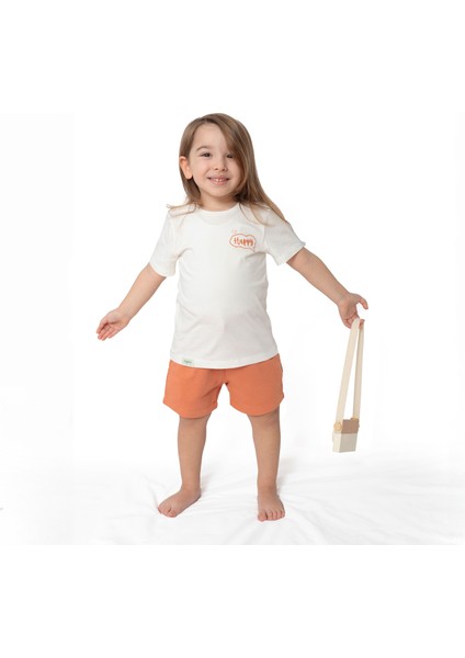 2li Organik Pamuk T-Shirt Şort Takım( 0-4 Yaş) - Kiremit