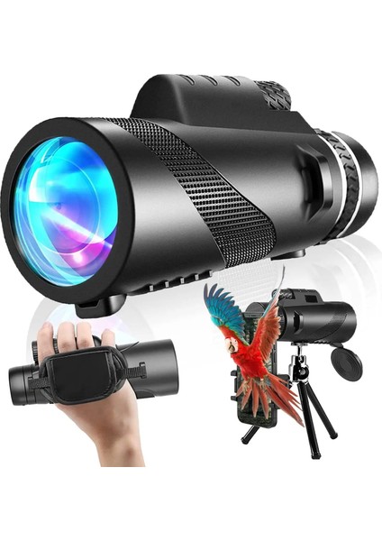 Siyah-Standart Stil Hd Monoküler Teleskop Uzun Menzilli Zoom Açık Avcılık Kamp Turizmi Için Tripod Telefon Klipsi ile (Yurt Dışından)
