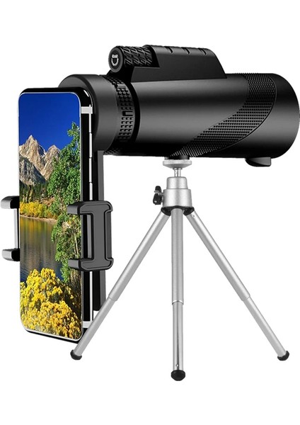 Siyah-Standart Stil Hd Monoküler Teleskop Uzun Menzilli Zoom Açık Avcılık Kamp Turizmi Için Tripod Telefon Klipsi ile (Yurt Dışından)