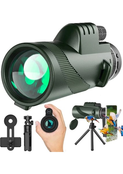 Siyah-Standart Stil Hd Monoküler Teleskop Uzun Menzilli Zoom Açık Avcılık Kamp Turizmi Için Tripod Telefon Klipsi ile (Yurt Dışından)