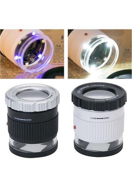 Siyah Stil 30X Silindirik Ölçekli Büyüteç Ayarlanabilir Optik Cam Büyüteç Odak Takı Büyüteç LED Uv Işık Büyüteç Lupe (Yurt Dışından)