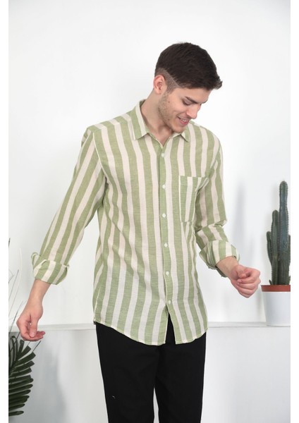 Erkek Çizgili Keten Gömlek Xxl indirimleri