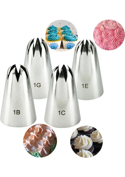 1e Stili Büyük Boy Krem Nozul Dekorasyon Ucu Buzlanma Nozulu Kek ve Pişirme Aletleri Kek Fondan Dekorasyon Nozulu Bakeware #1b#1c#1e#1g (Yurt Dışından) fırsatları