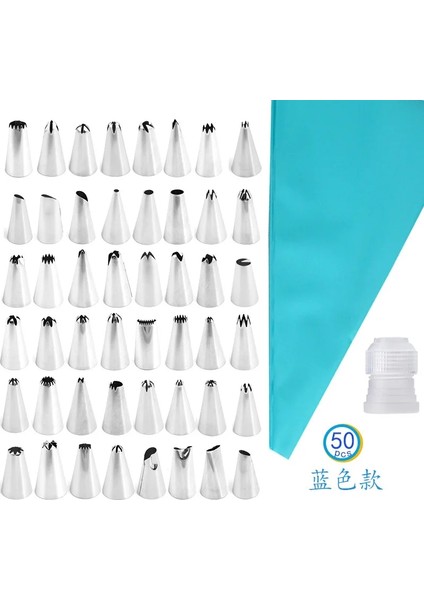 50 Adet Mavi Stil Sıcak Et Silikon Pasta Torbası Ipuçları Mutfak Dıy Buzlanma G Krem Yeniden Kullanılabilir Pasta Torbaları +24 Meme Seti Kek Dekorasyon Araçları (Yurt Dışından)