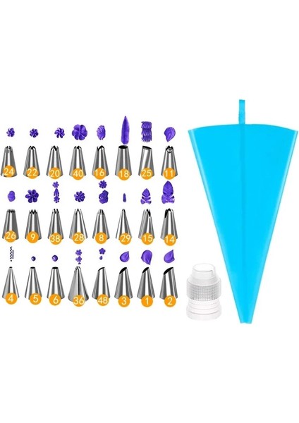50 Adet Mavi Stil Sıcak Et Silikon Pasta Torbası Ipuçları Mutfak Dıy Buzlanma G Krem Yeniden Kullanılabilir Pasta Torbaları +24 Meme Seti Kek Dekorasyon Araçları (Yurt Dışından) fiyatları