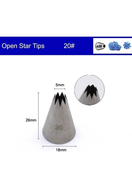 No.20 Tarzı Paslanmaz Çelik Küçük Boy Dekorasyon Memesi Buzlanma Tüpü Pasta Ipuçları Fondan Kek Dekorasyon Sugarcraft Araçları (Yurt Dışından)