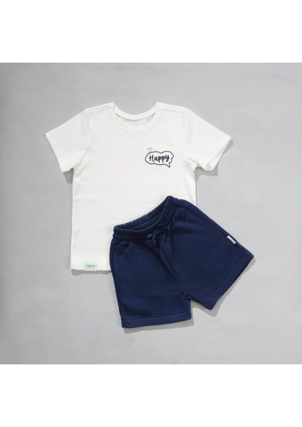 2li Organik Pamuk T-Shirt Şort Takım( 0-4 Yaş) - Lacivert