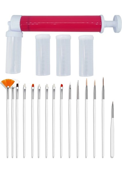 Kırmızı Set Stili Yeni Kek Manuel Airbrush Kek Kek Boyama Silgi Kek Dekorasyon Aracı Pişirme Mutfak Pasta Tozlama Sprey Tüpü Renkli Silgi (Yurt Dışından)