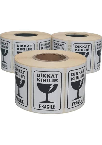 Dikkat Kırılır Etiketi 4cm x 6cm 2500 Adet