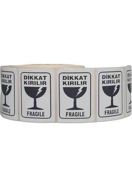 Dikkat Kırılır Etiketi 4cm x 6cm 2500 Adet