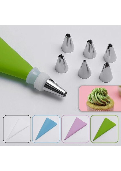 26 Adet-Yeşil Stil Et Silikon Pasta Torbası Ipuçları Mutfak Kek Buzlanma G Kremalı Kek Dekorasyon Araçları Yeniden Kullanılabilir Pasta Poşetleri+24 Nozul Seti (Yurt Dışından) modelleri