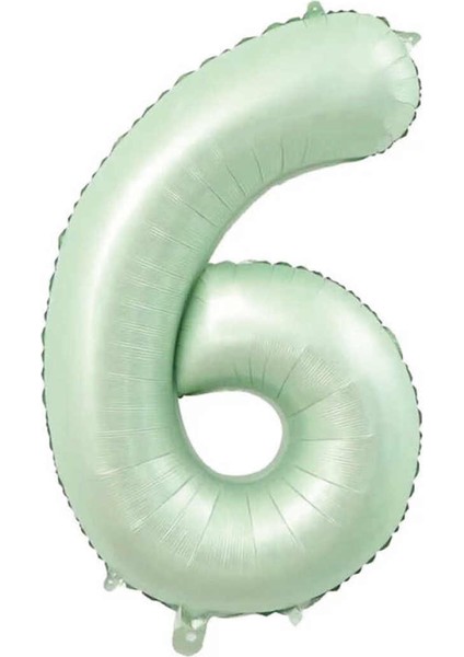 6 Su Yeşili Renk Rakam Folyo Balon 76 cm