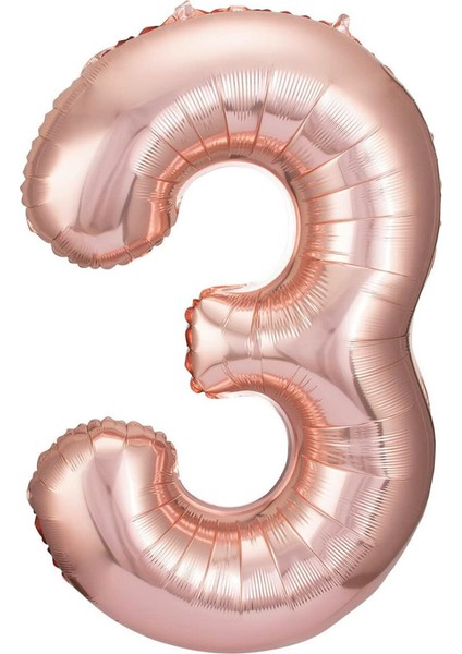 3 Rose Gold Rakam Folyo Balon 80 cm