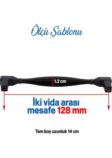 Mobilya Kulp Mutfak Dolabı Çekmece Dolap Kulpları Kapak Kulpu Kulbu Siyah 128 mm Metal