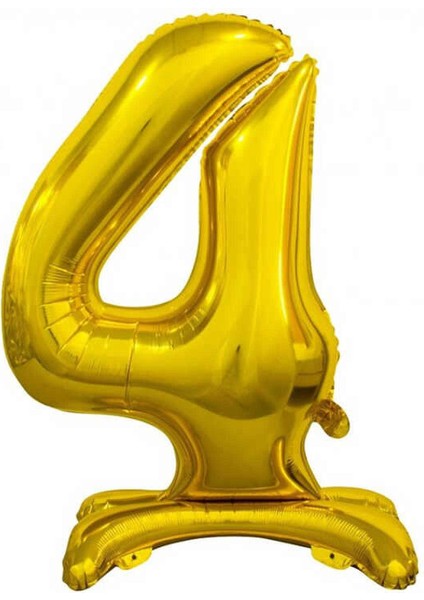 4 Gold Renk Ayaklı Rakam Folyo Balon 76 cm