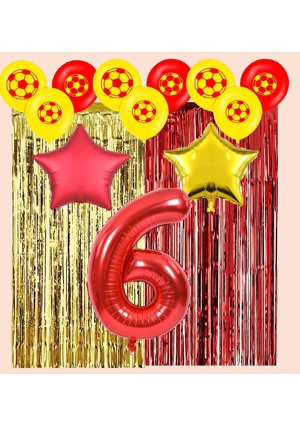 Sarı Kırmızı Taraftar Doğum Günü Parti Seti Yaş 6