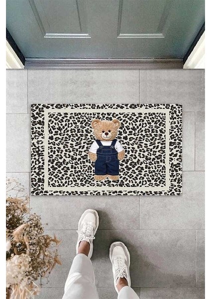 Dijital Baskılı Leopar Desenli Ayıcık Motifli Dekoratif Kapı Önü Paspası fırsatları